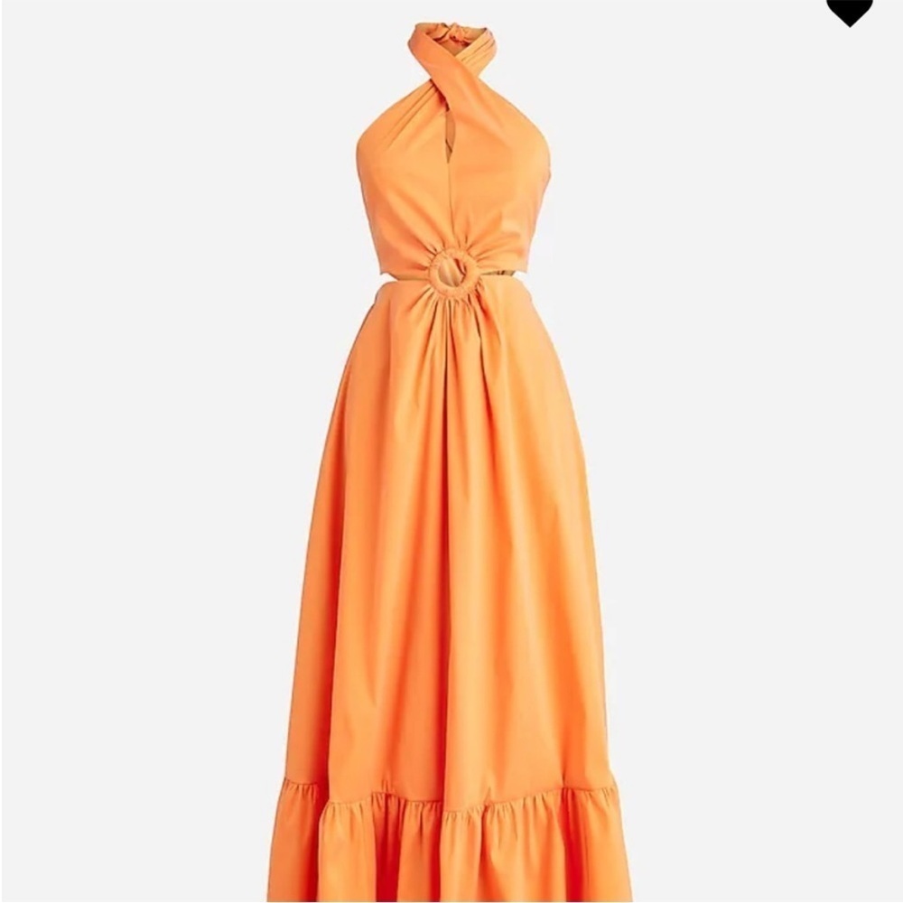 NWT J. Crew Collection taffeta O-ring cutout halter-neck maxi dress BP887 - Picture 3 of 13